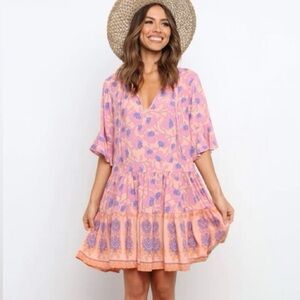 Petal and Pup Carlton Floral Boho
Dress Orange Pink Blue